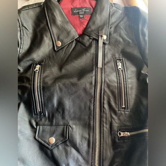 Love tree black women's biker jacket - Picture 6 of 12